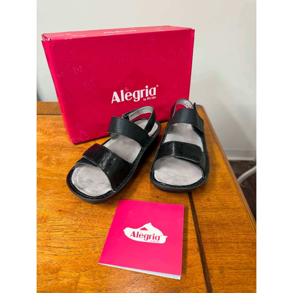 Alegria Verona Braided Black Leather Slingback Sandals VER-227 Womens 36